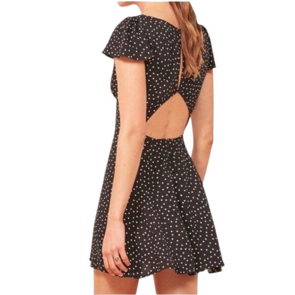 Reformation Elio Mini Dress Polka Dot Print Flutter Cap Sleeve - Picture 2 of 11